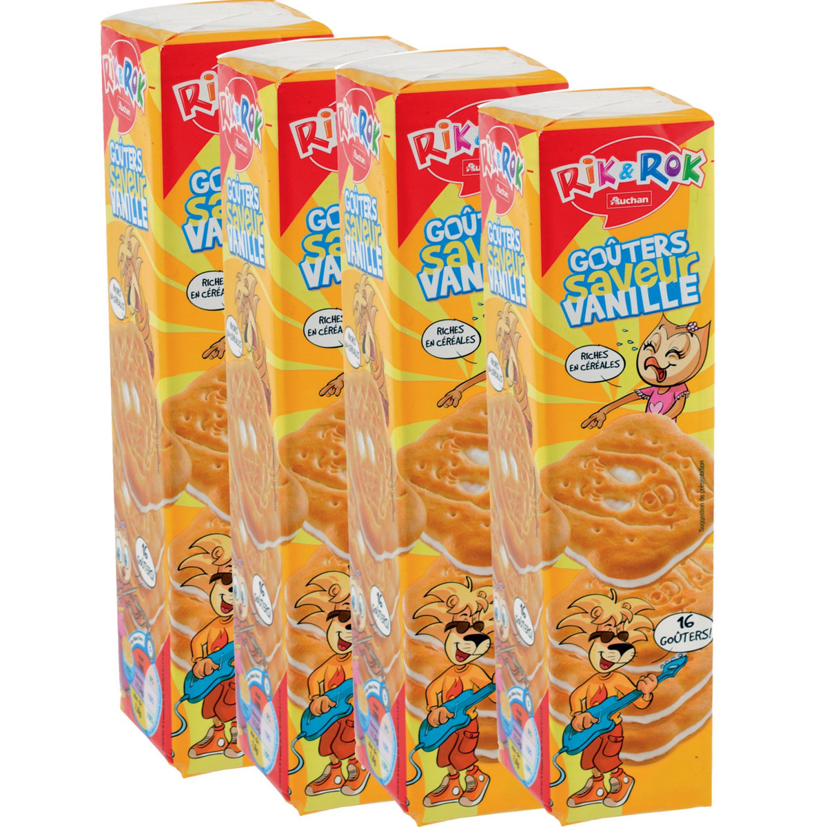 AUCHAN RIK & ROK Rik&Rok fourrés vanille 4x16 -1,2kg pas cher - Auchan.fr