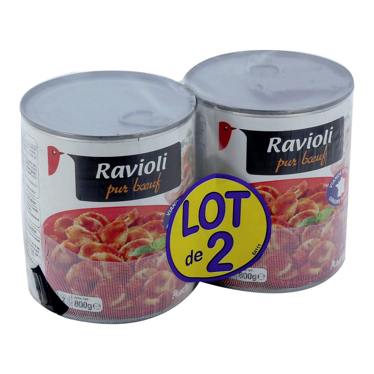AUCHAN Auchan ravioli pur boeuf 2x800g