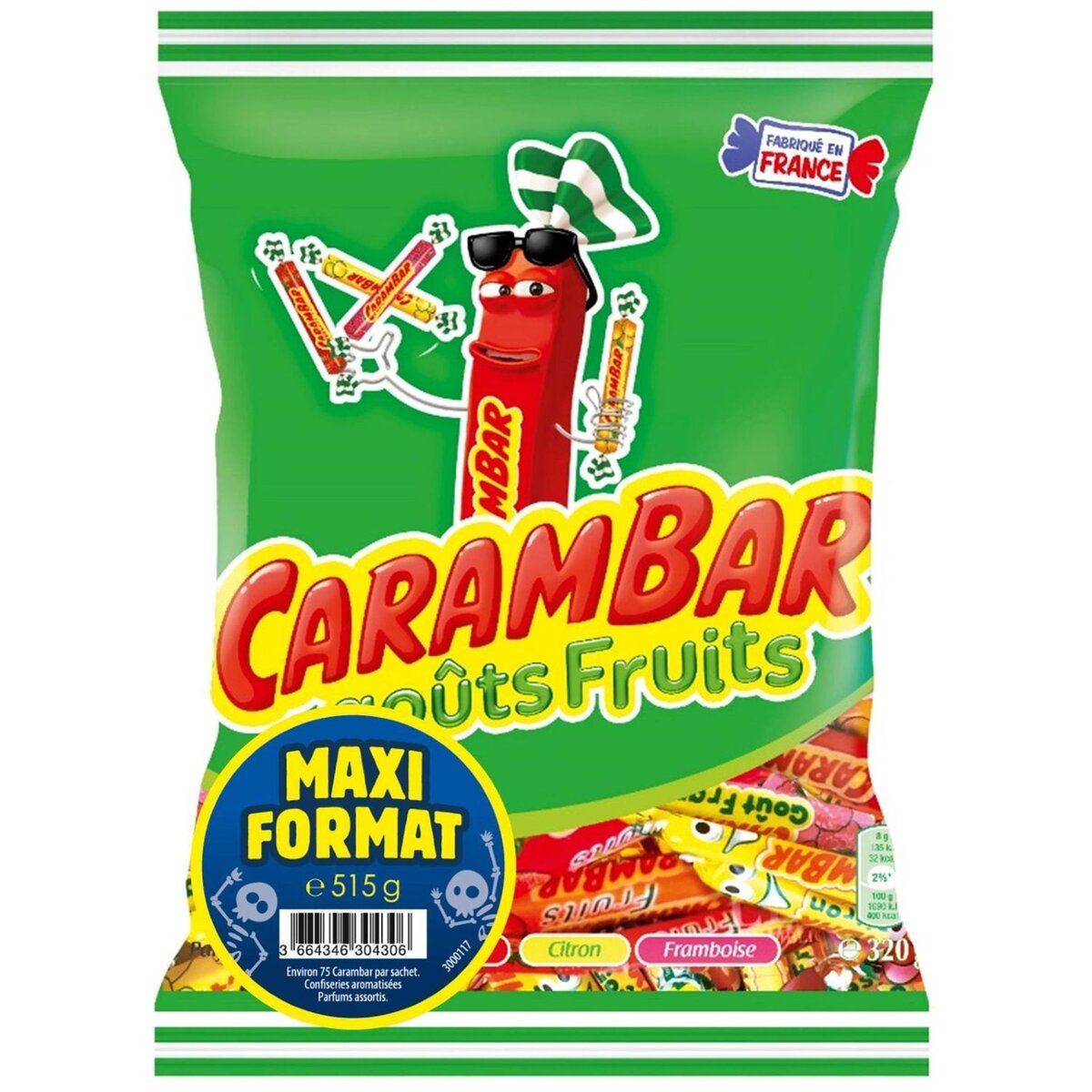 CARAMBAR Assortiment goûts fruits maxi format 515g