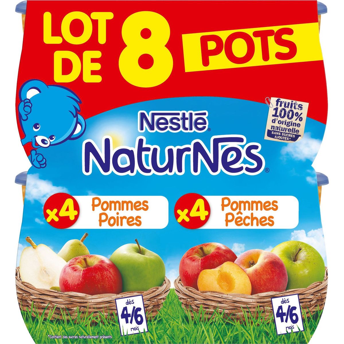 NESTLE Nestlé natures pomme poire +pomme pêches 8x130g