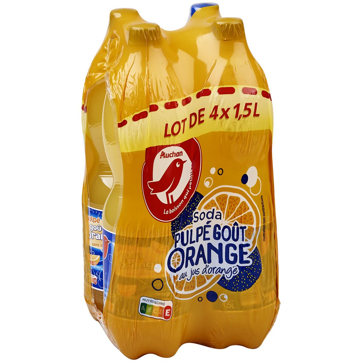 AUCHAN Boisson à la pulpe d'orange 4x1,5l