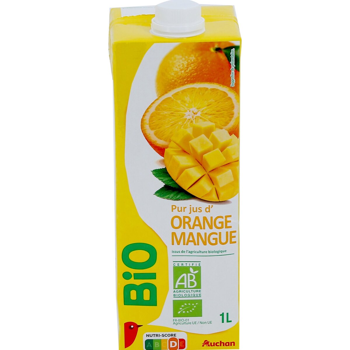 AUCHAN BIO Auchan bio Pur jus multifruit orange mangue 1l 1l