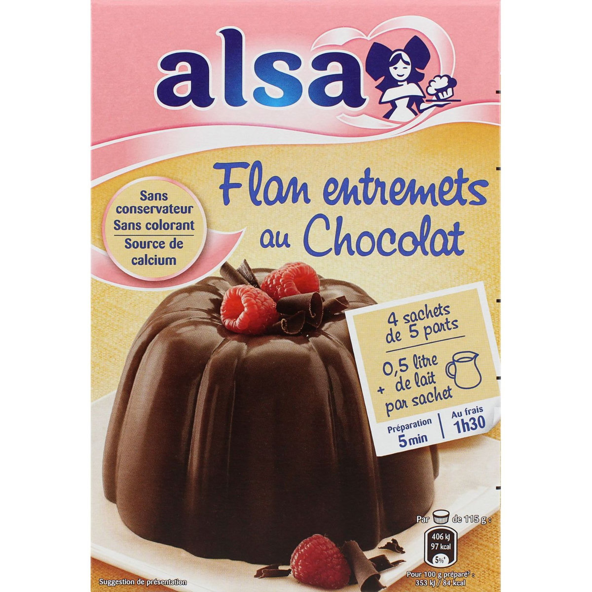 ALSA Préparation pour flan entrements au chocolat 4 sachets 232g pas ...