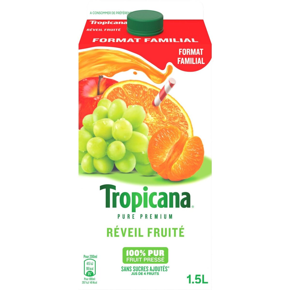 TROPICANA Tropicana pur jus de fruits réveil fruité 1,5l