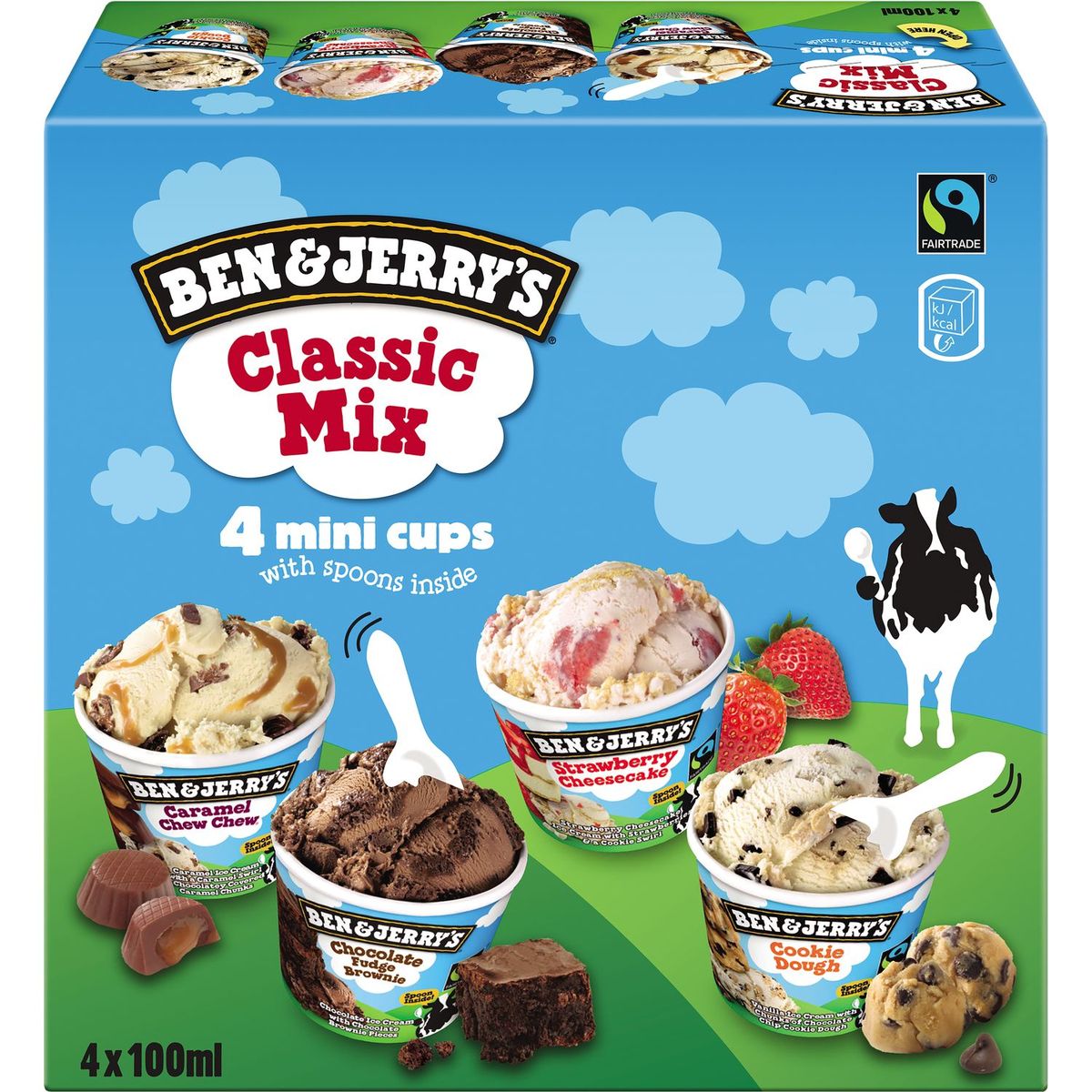 BEN ET JERRY'S Ben & Jerry's crème glacée classic mix x4 -290g