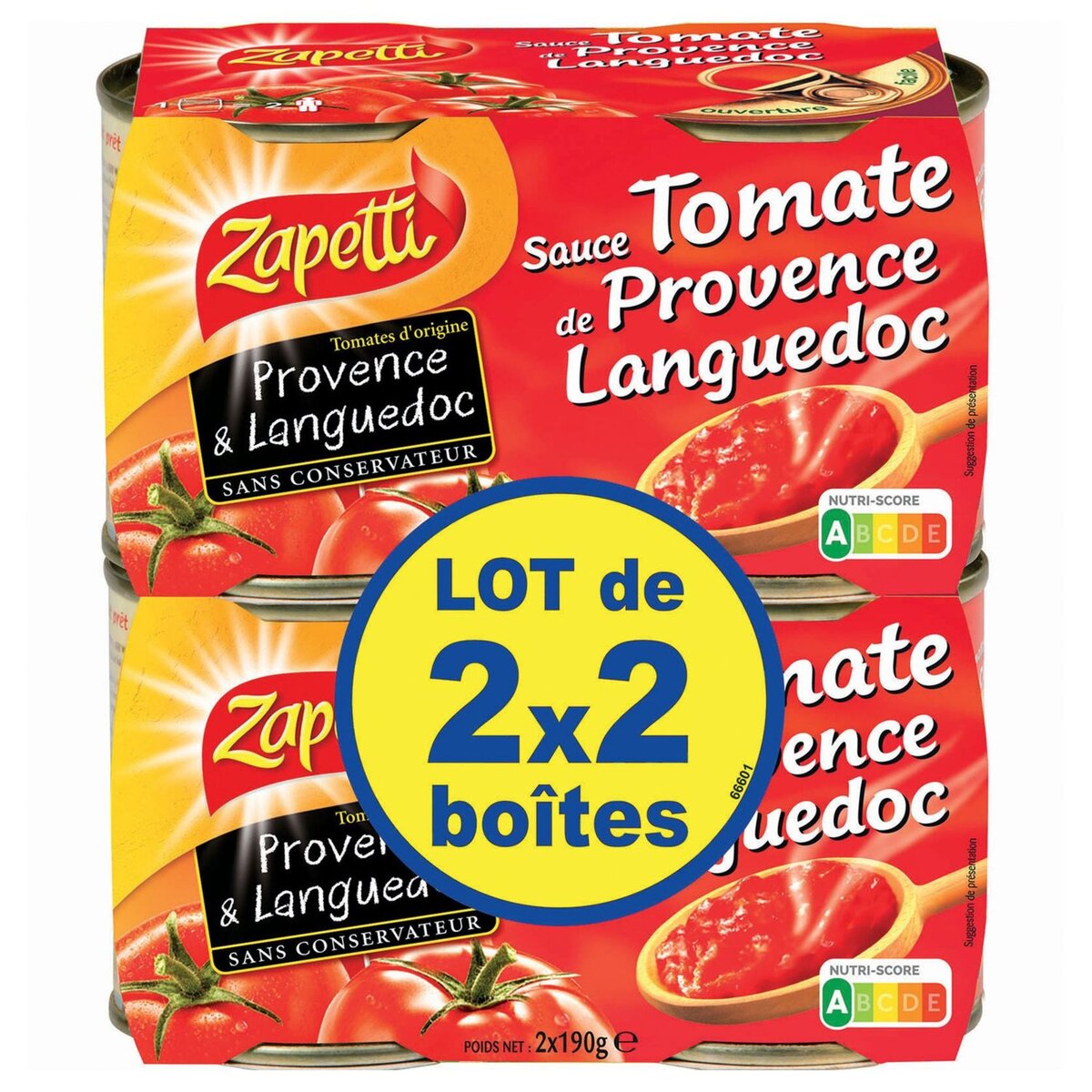 ZAPETTI Sauce tomate de Provence Languedoc 2x190g
