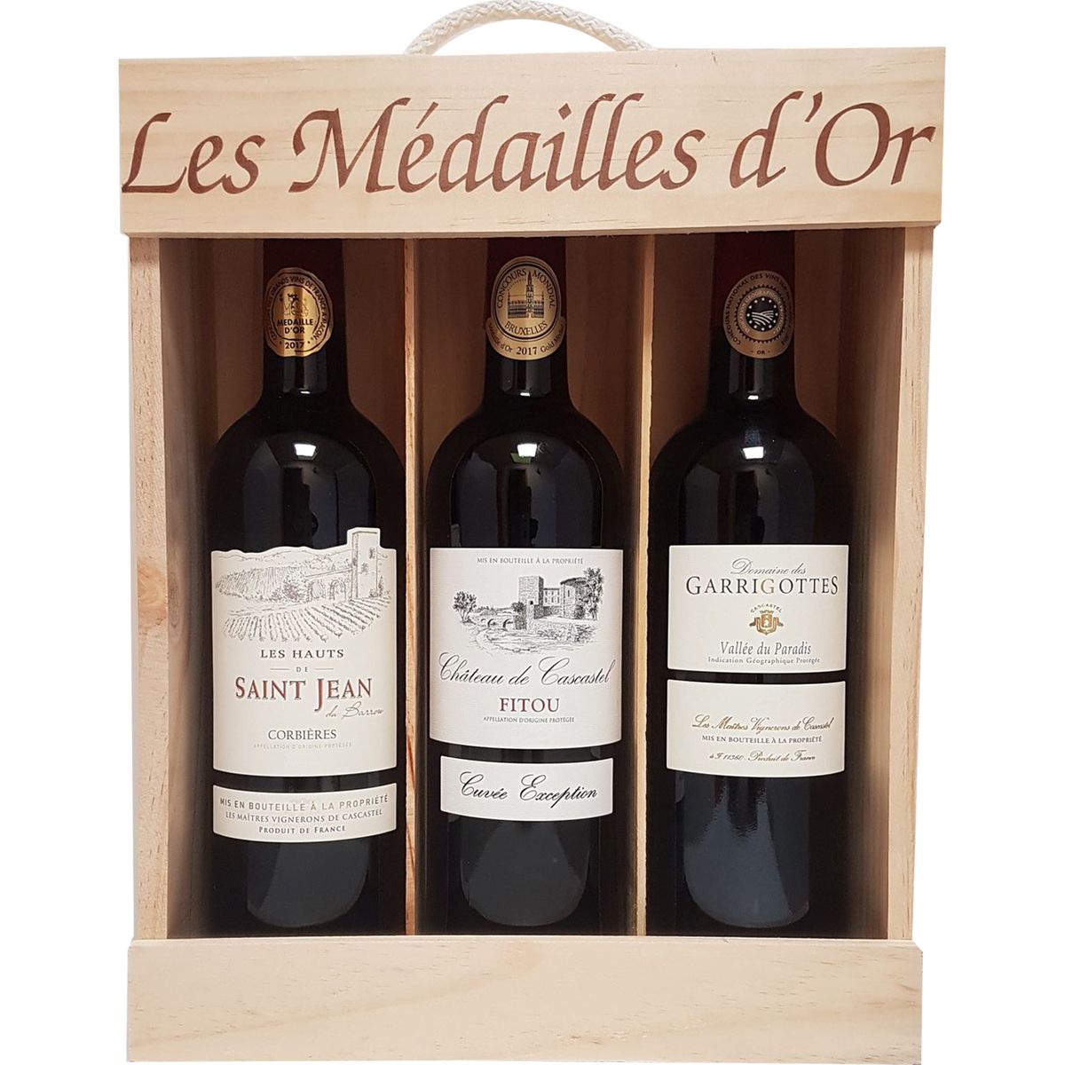 coffret Languedoc médailles d'or 14° -3x75cl