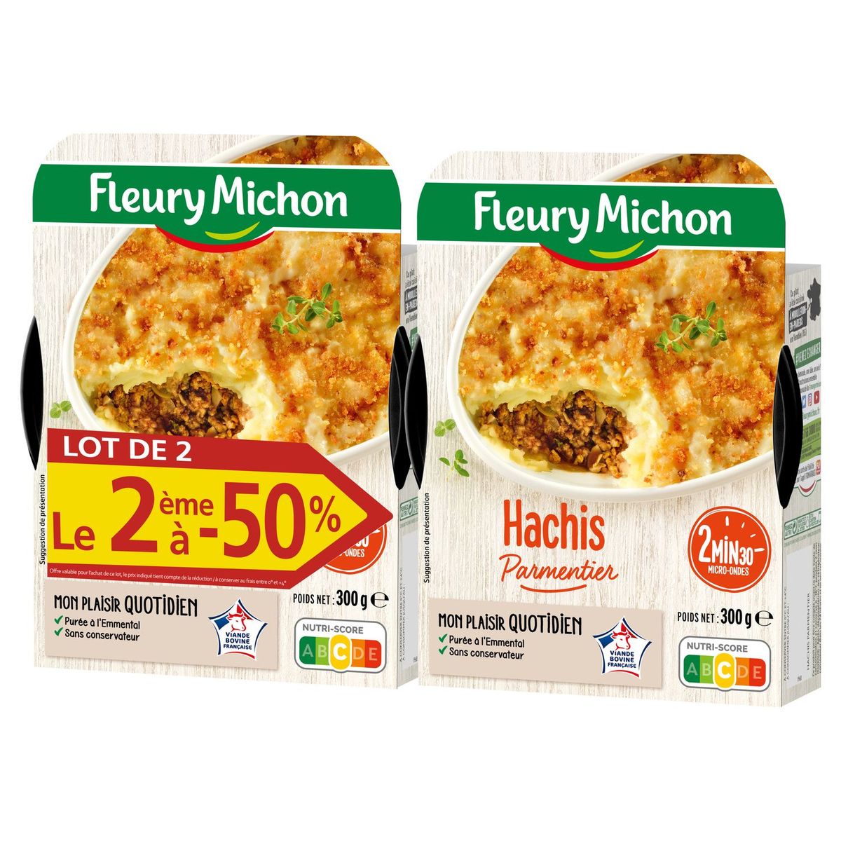 FLEURY MICHON Fleury Michon hachis parmentier 2x300g dont 50% sur le 2ème