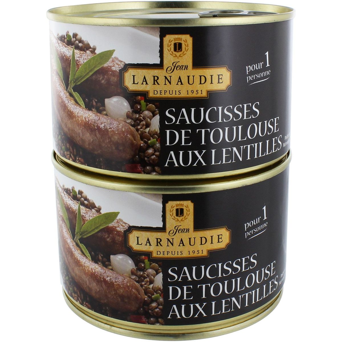 JEAN LARNAUDIE Saucisses de Toulouse aux lentilles 2 personnes 2x400g