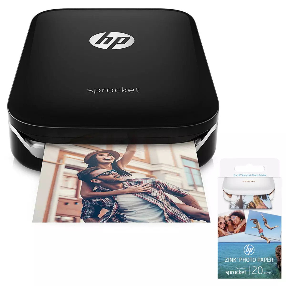 HP Imprimante photo couleur Bluetooth + 4 x 20 feuilles papier photos - Sprocket - Noir