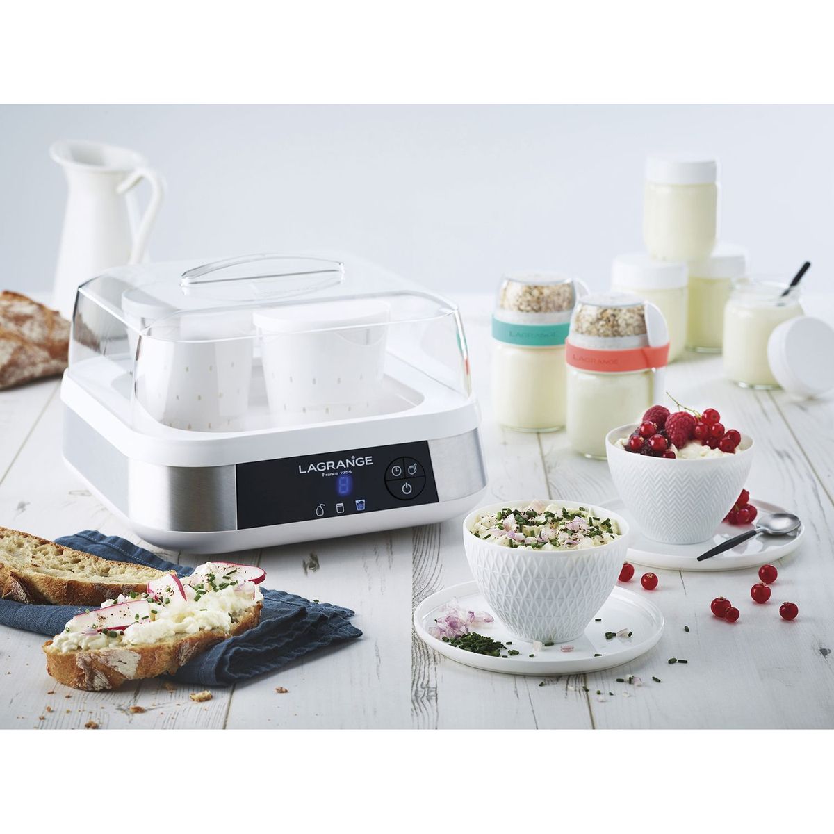 LAGRANGE Lot de 2 Pots compartimentés pour yaourts Citron et Céleste - 440401