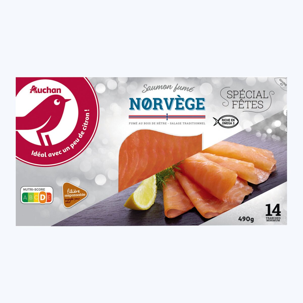 AUCHAN Auchan saumon fumé de Norvège x14 -490g