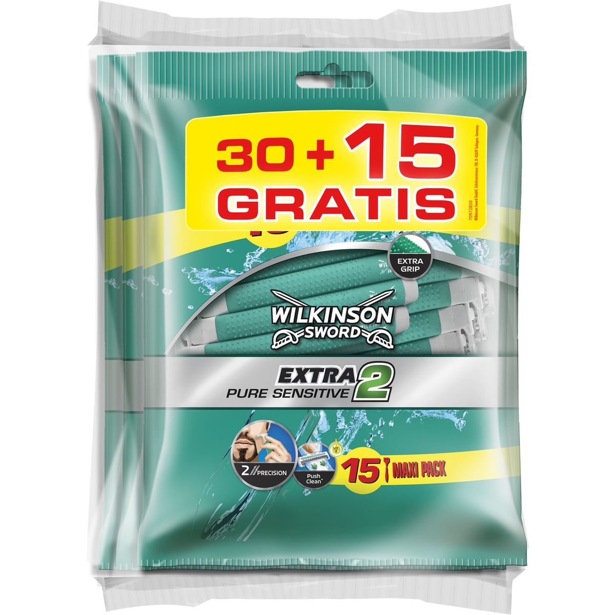 WILKINSON Extra2 Pure Sensitive Rasoir jetable homme 30 rasoirs +15 offerts