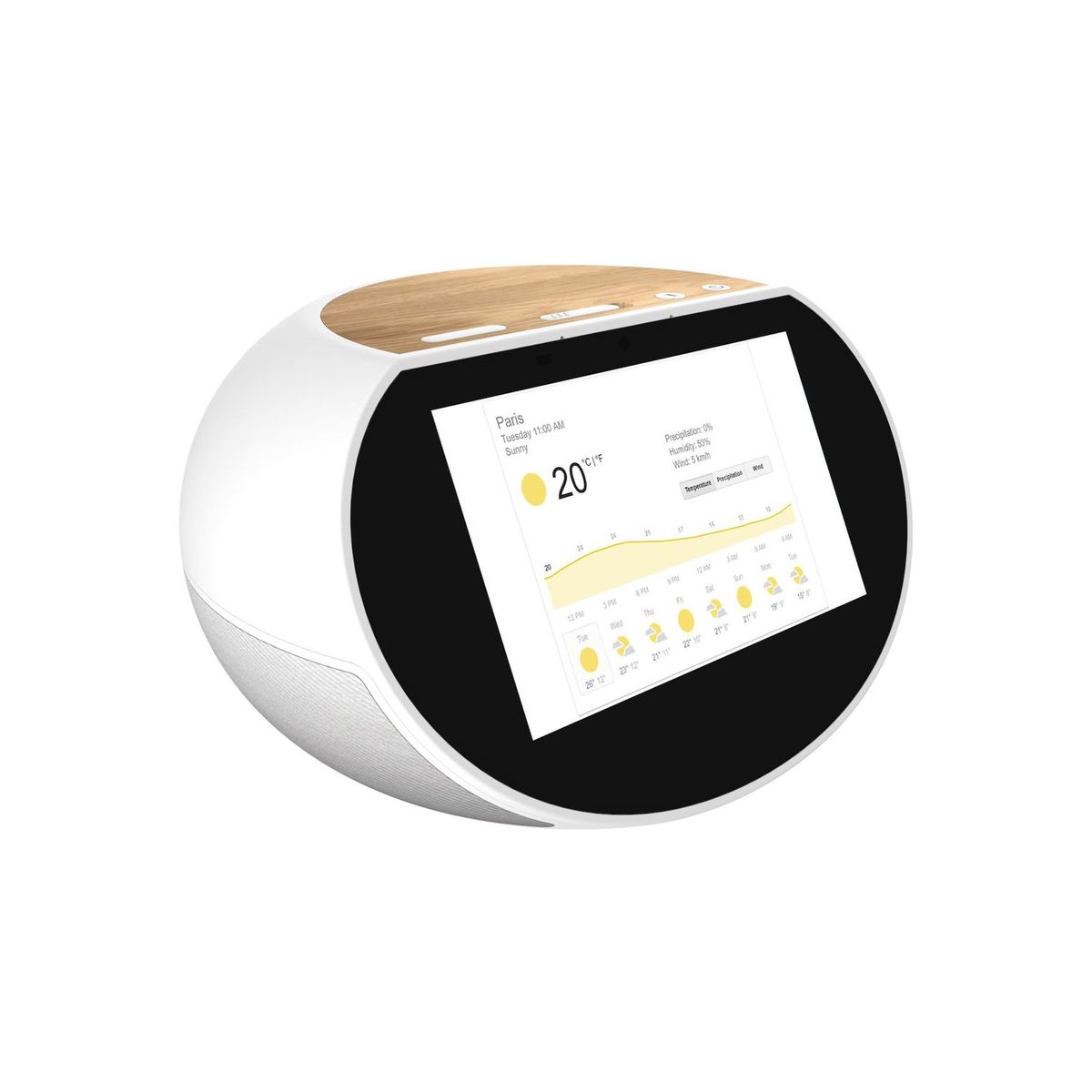 ARCHOS Assistant vocal - Hello 5 - Gris et Bois - Bluetooth - WiFi - USB - Ecran tactile 5" - 16 Go