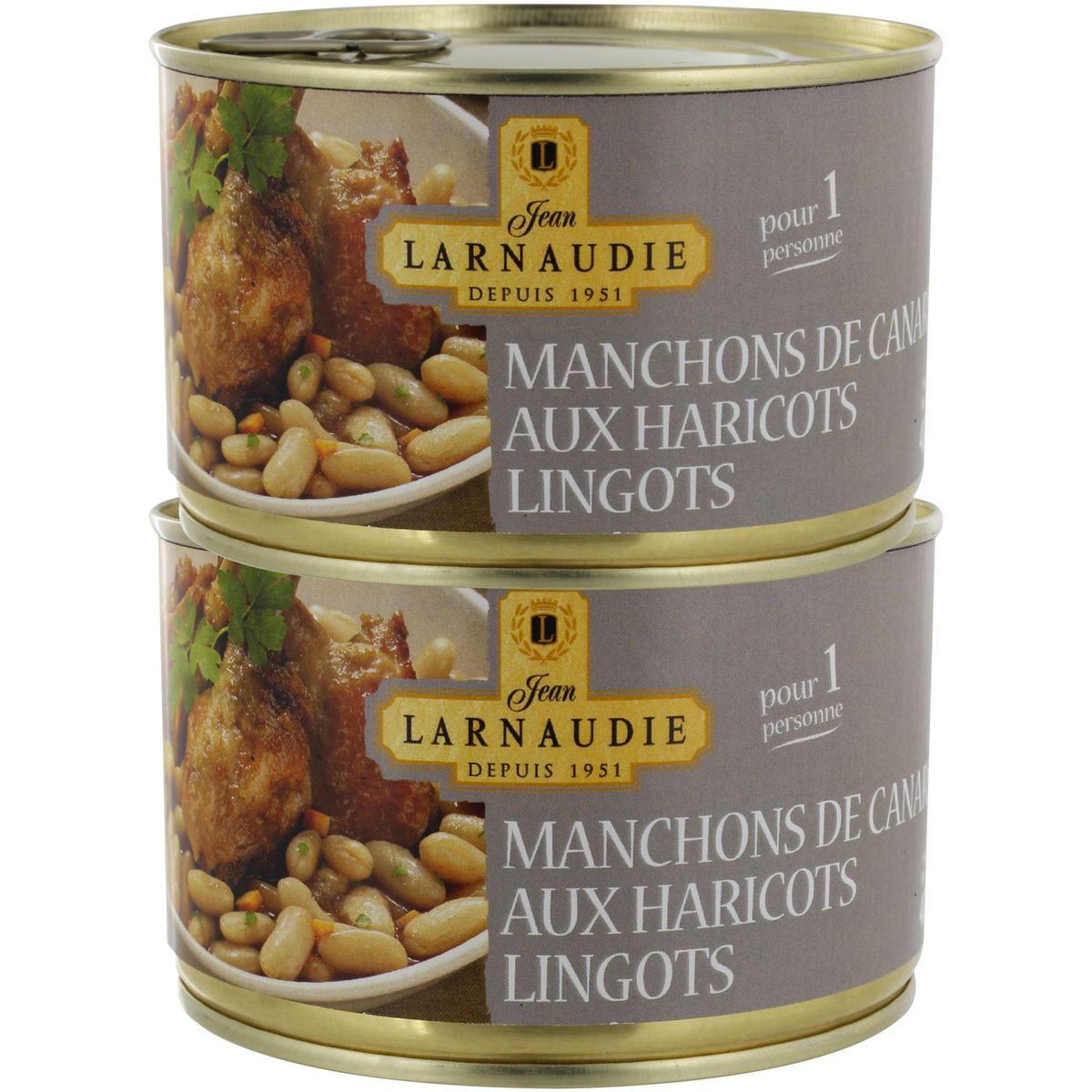 JEAN LARNAUDIE Manchons de canard aux haricots lingots 2 personnes 2x420g