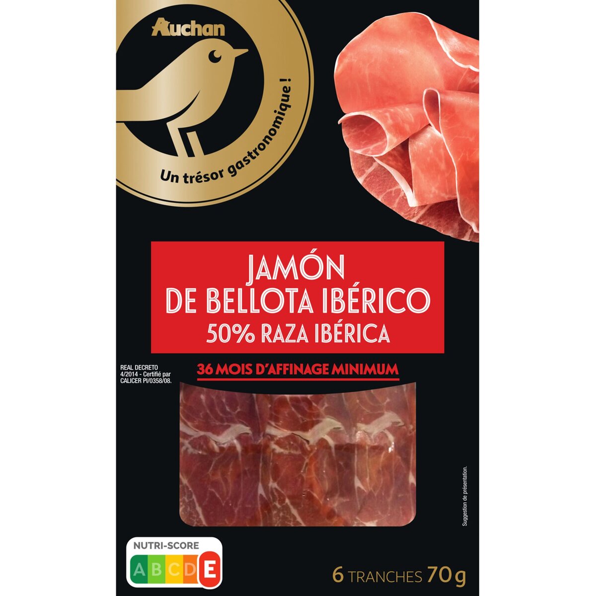 AUCHAN Auchan jambon bellota tranches x6 70g