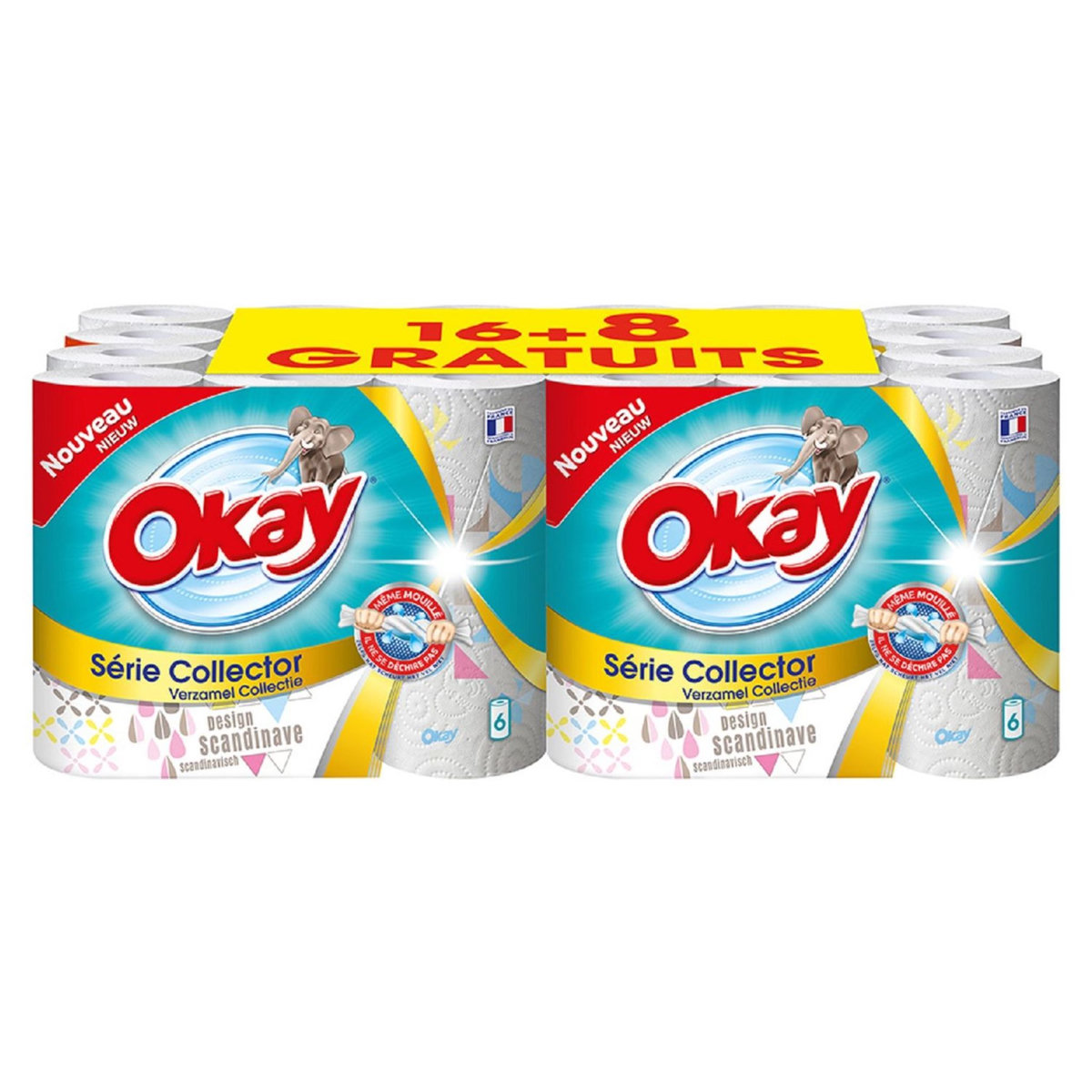 OKAY Okay essuie tout décor collector rouleau x16 +8offerts pas cher ...
