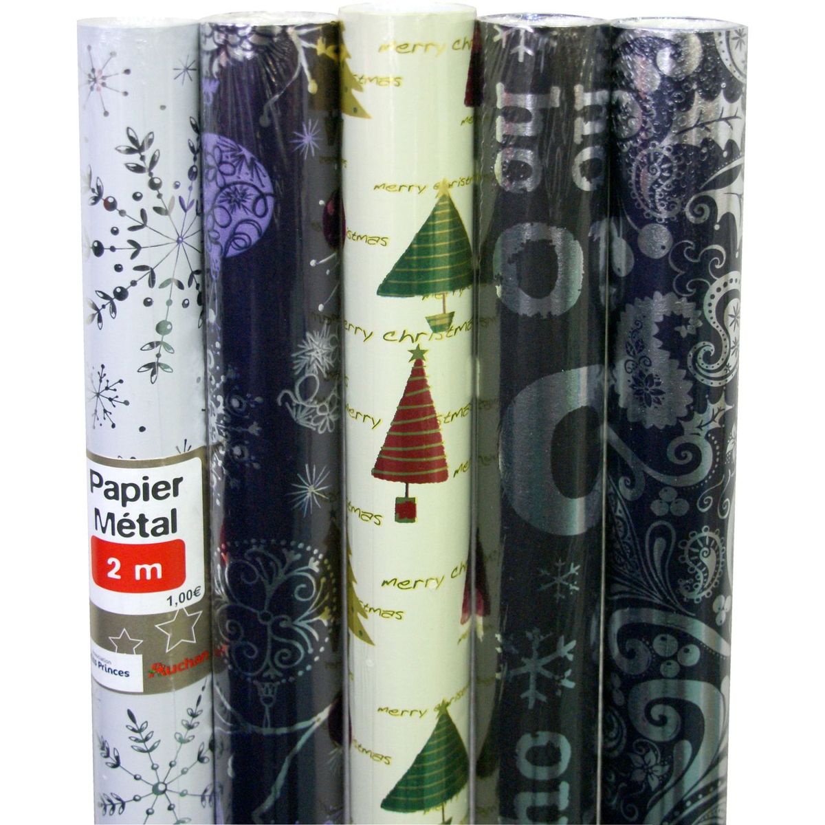 AUCHAN Auchan Papier cadeau métal argent 2m x1 1 pièce