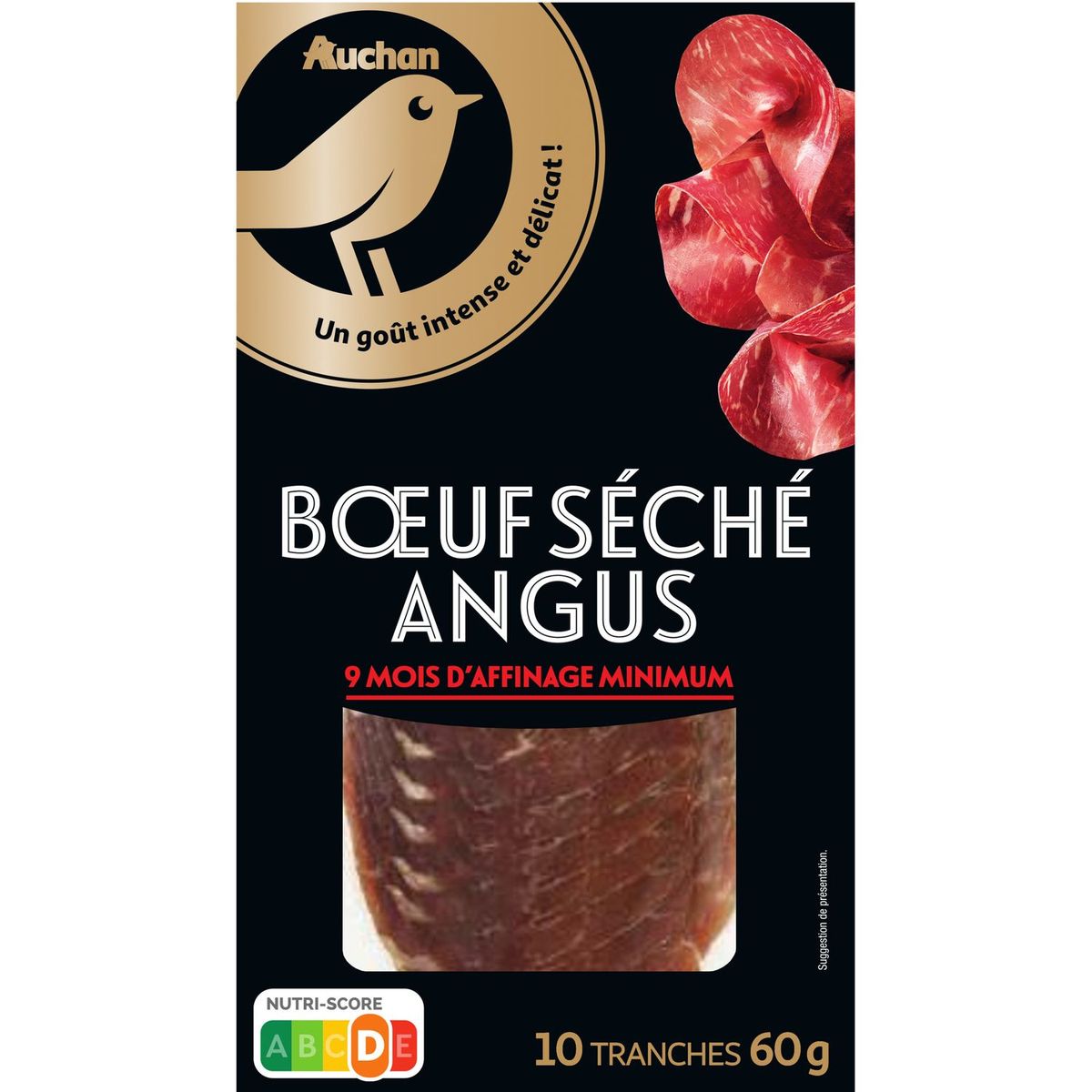 AUCHAN Boeuf séché Angus 10 tranches 60g
