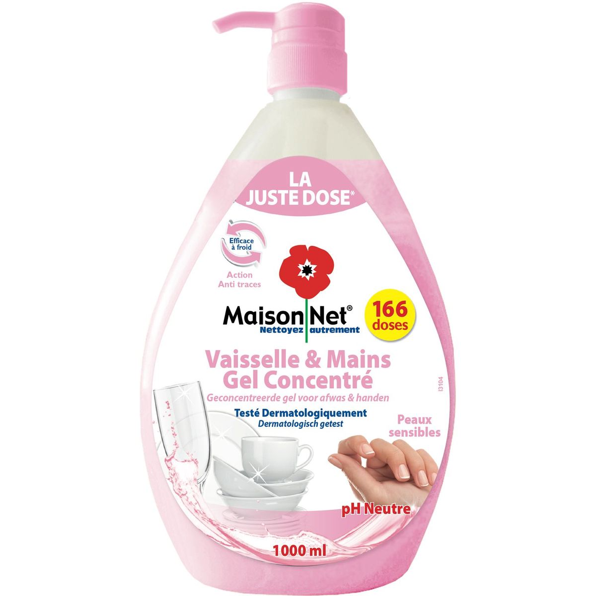 MAISON NET Liquide vaisselle et mains gel concentré peaux sensibles 1l