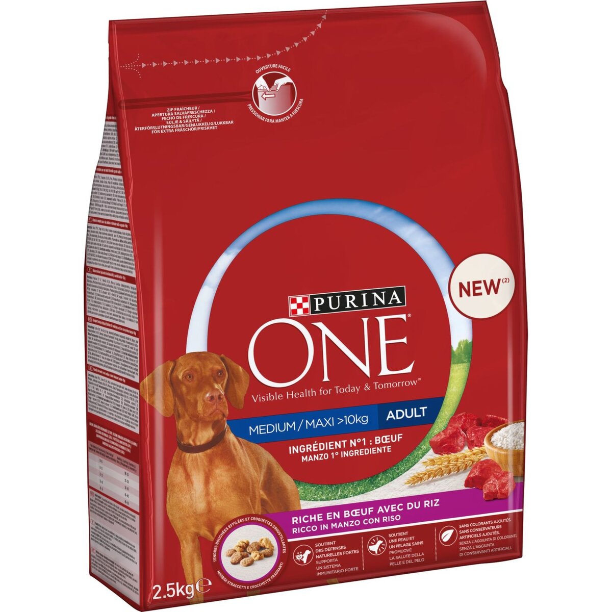 PURINA ONE Purina One chien adulte croquettes boeuf +10kg 2,5kg