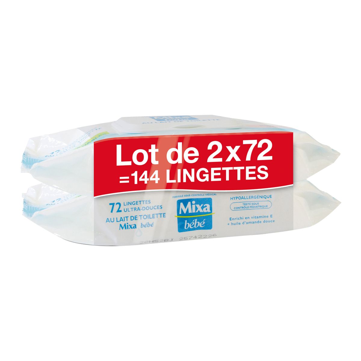 MIXA Mixa bébé lingettes lait 2x72