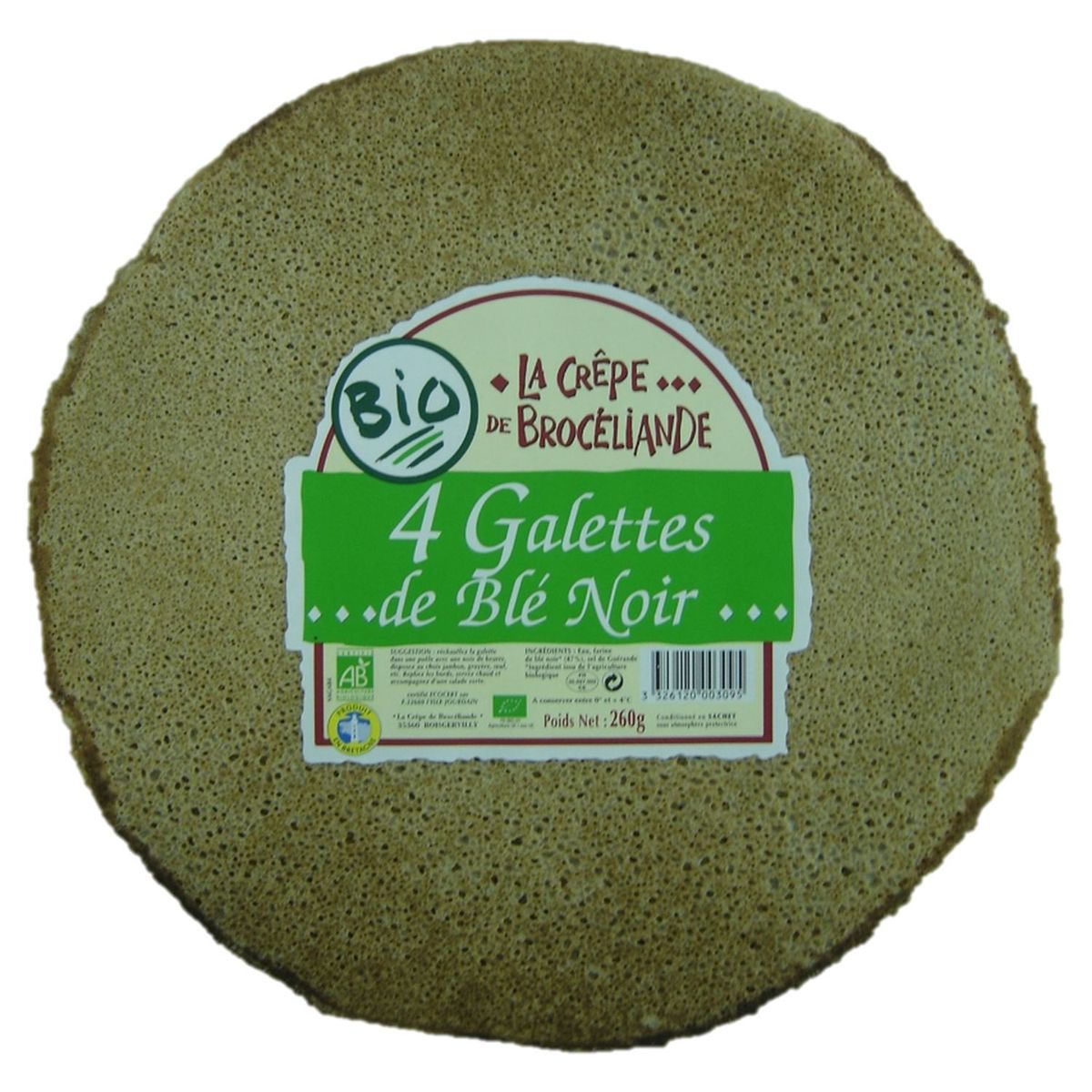 LA CREPE DE BROCELIANDE La Crêpe de Brocéliande galettes de blé noir bio x4 -260g