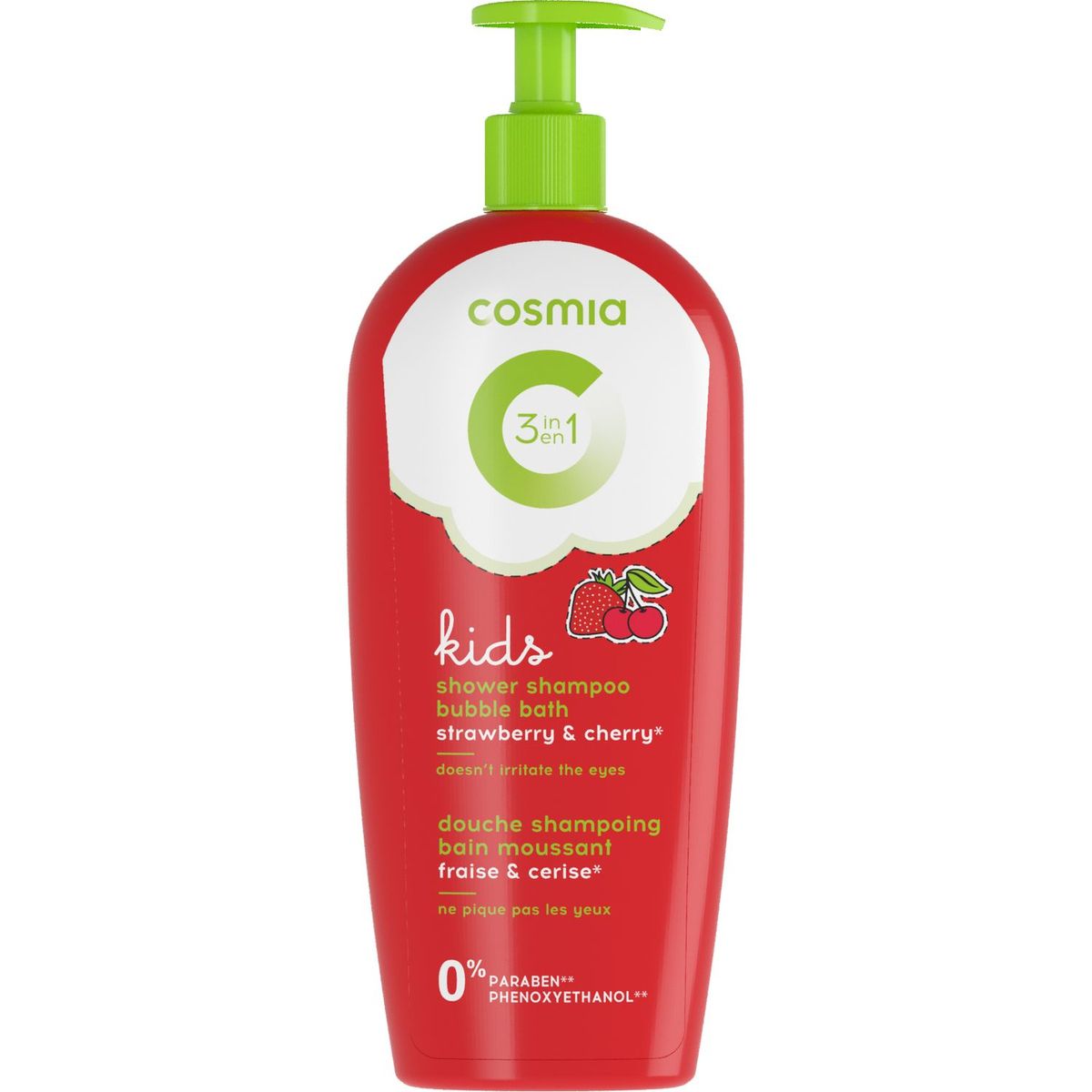 COSMIA BY AUCHAN Cosmia kids bain de douche shampooing 3en1 cerise 750ml
