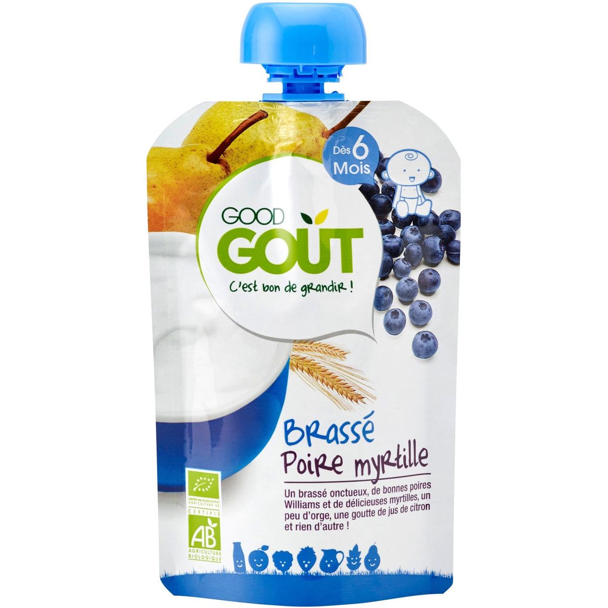 GOOD GOUT Good Goût bio gourde brassée poire myrtille 90g dès 6mois