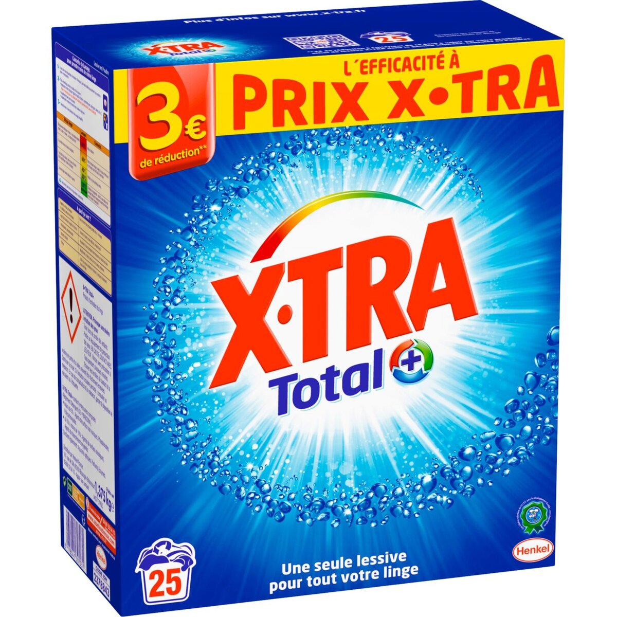 X.TRA X.tra Total+ lessive poudre pour tous le linge 25 lavages 1,53kg 25 lavages 1,53kg