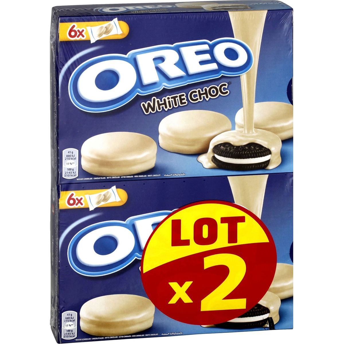 OREO Biscuit original nappé de chocolat blanc, sachets fraîcheur Lot de 2 2x246g