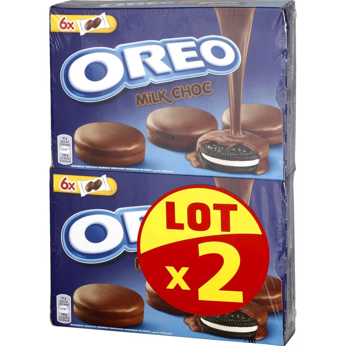 OREO Biscuit original nappé de chocolat au lait, sachets fraîcheur Lot de 2 2x246g