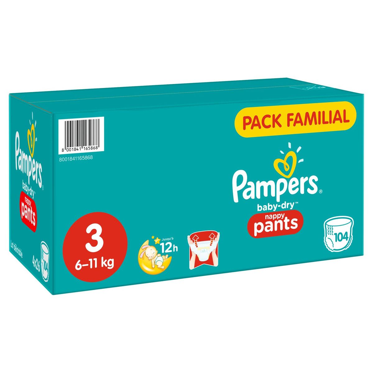 PAMPERS Baby-dry pants couches-culottes taille 3 (6-11kg) 104 couches