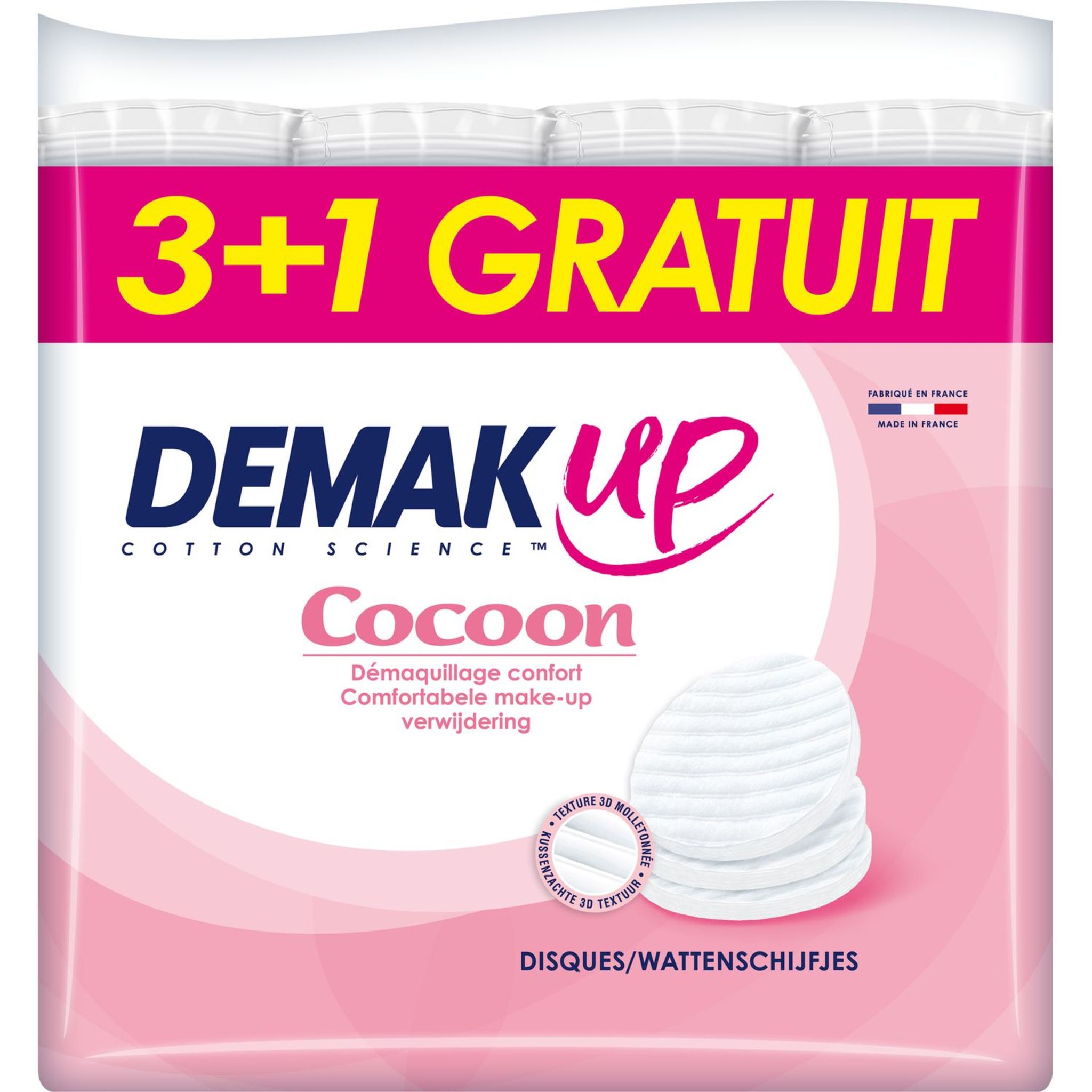 Disques Coton Démaquillants Demak'Up Cocoon - 85 Pièces | 100% Coton Naturel Non Blanchi