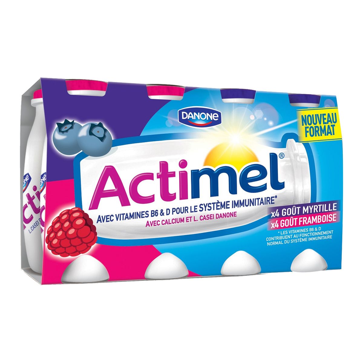ACTIMEL Actimel yaourt à boire framboise myrtille 8x100g