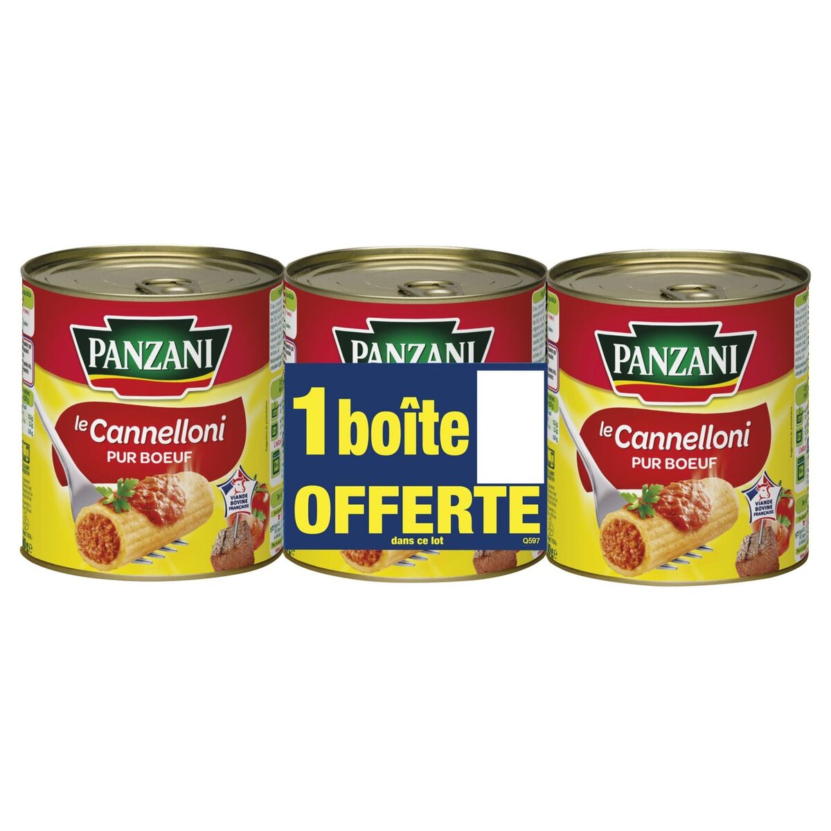 PANZANI Panzani cannelloni pur boeuf cuisiné huile olive 2x800g+1