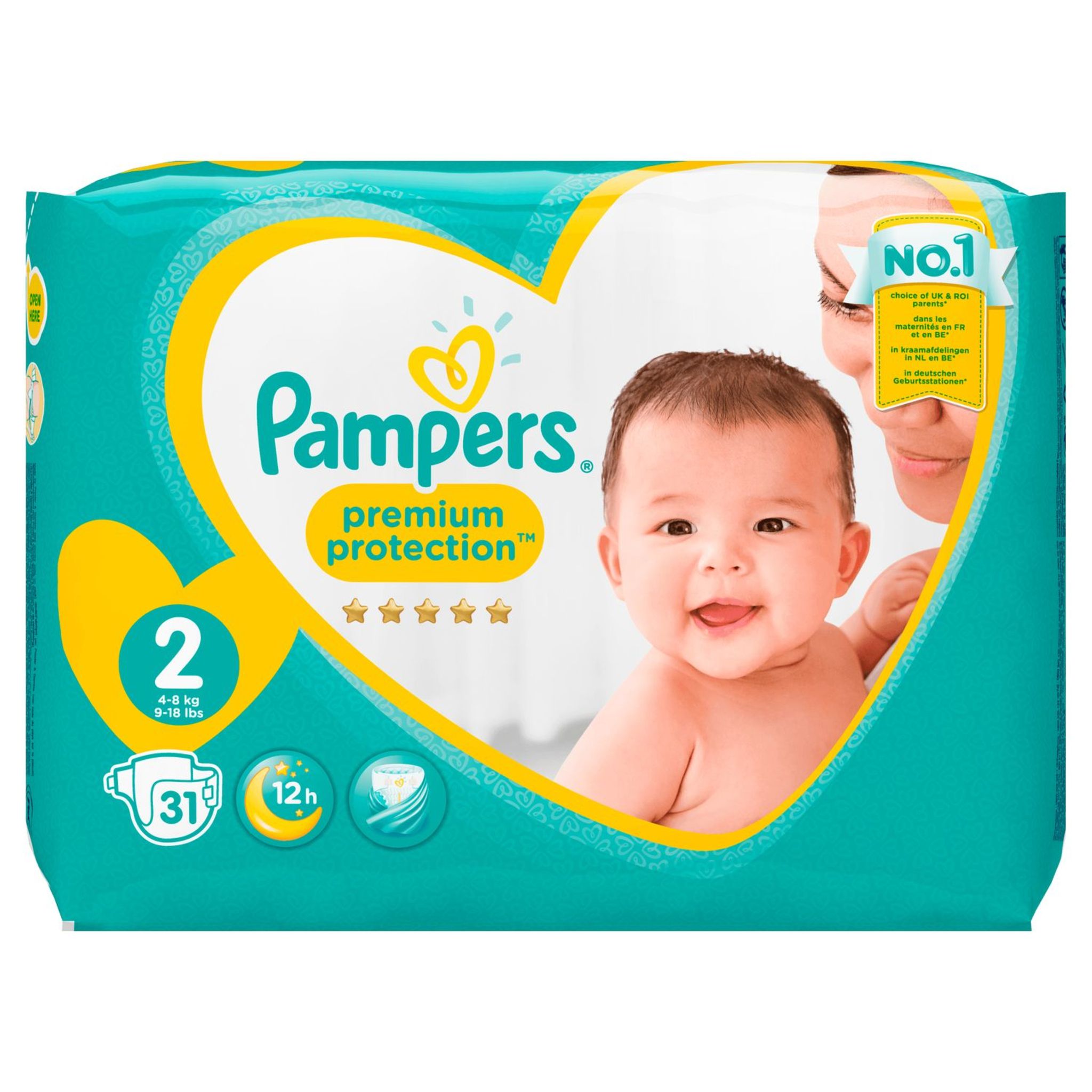 Voir la diapositive 4 : PAMPERS Pampers Premium protection couches taille 2 (4-8 kg) x31 31 couches