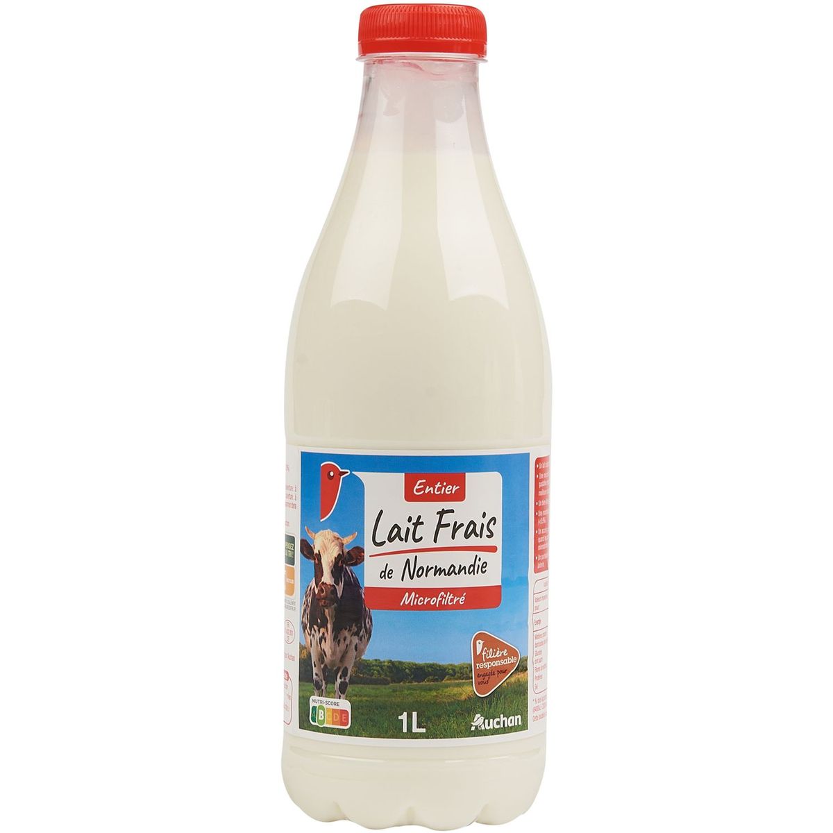 AUCHAN Lait frais entier filière responsable 1L
