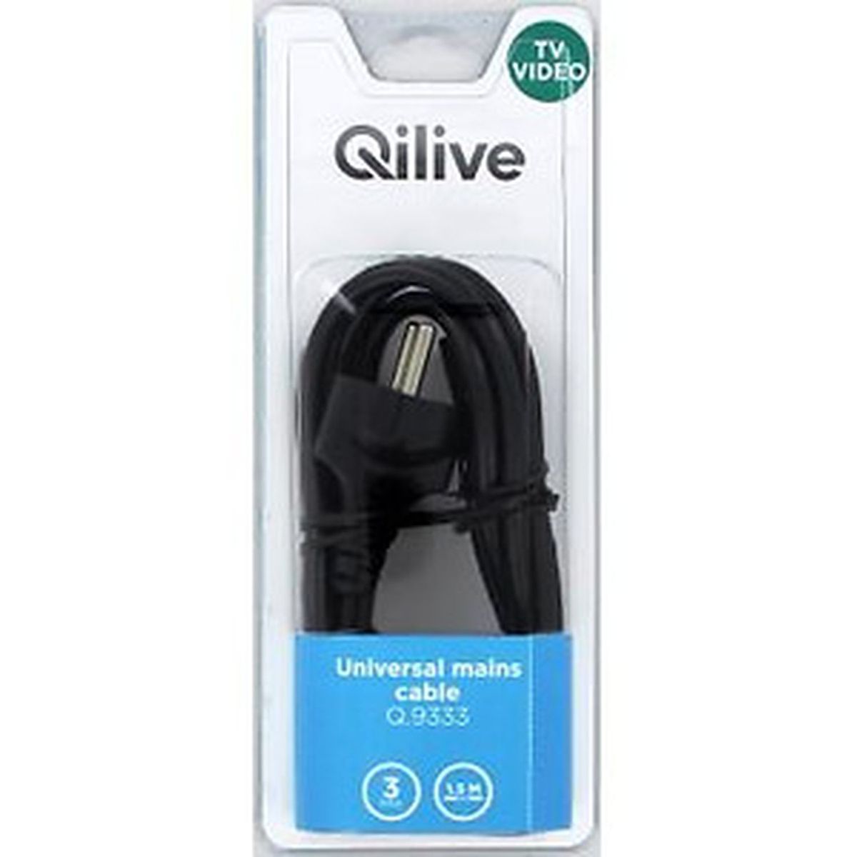 QILIVE Câble d'alimentation tripolaire pour TV - Mâle-femelle / Femelle - 1.50 m