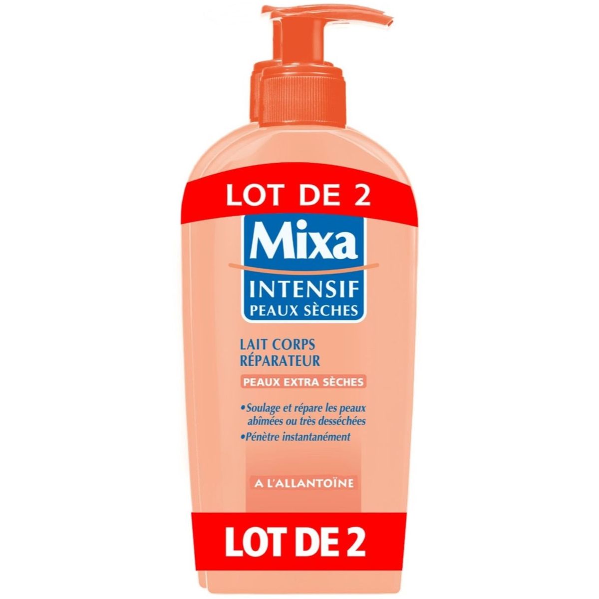 MIXA Lait corps réparateur à l'allantoïne peaux extra sèches 2x300ml