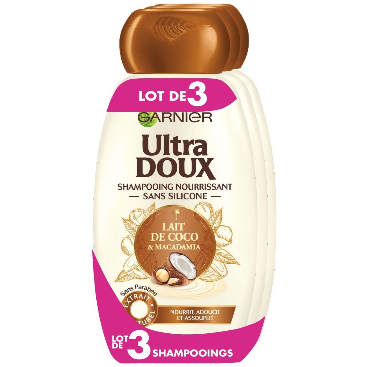 GARNIER ULTRA DOUX Garnier ultra doux shampoing lait de coco 3x250ml