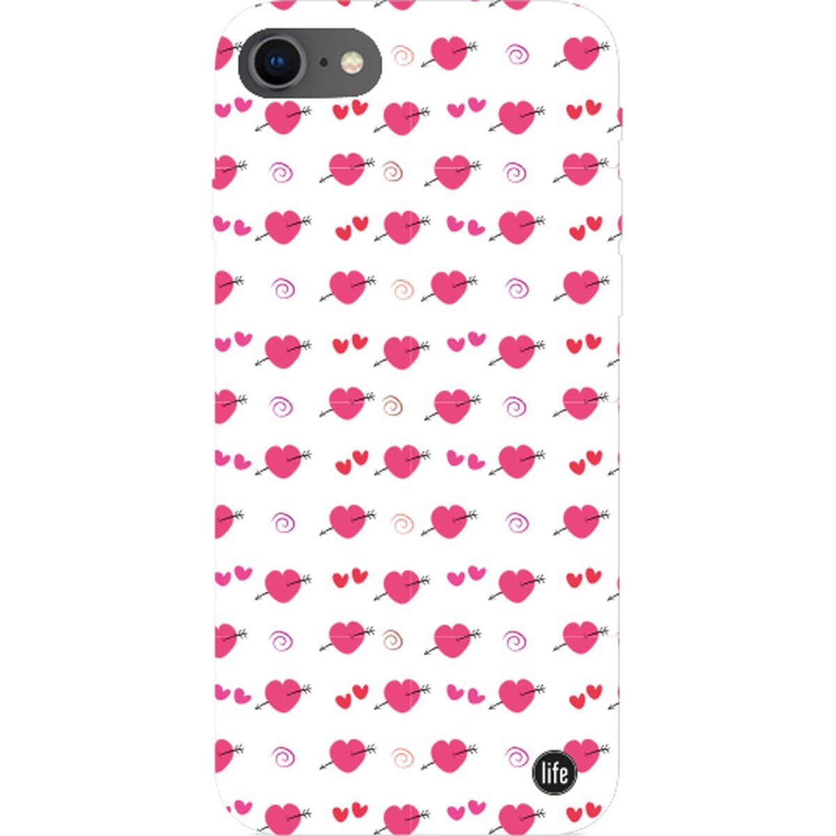 MUVIT Coque pour Iphone 6 6S 7 et 8 - Motifs cœurs sur fond blanc