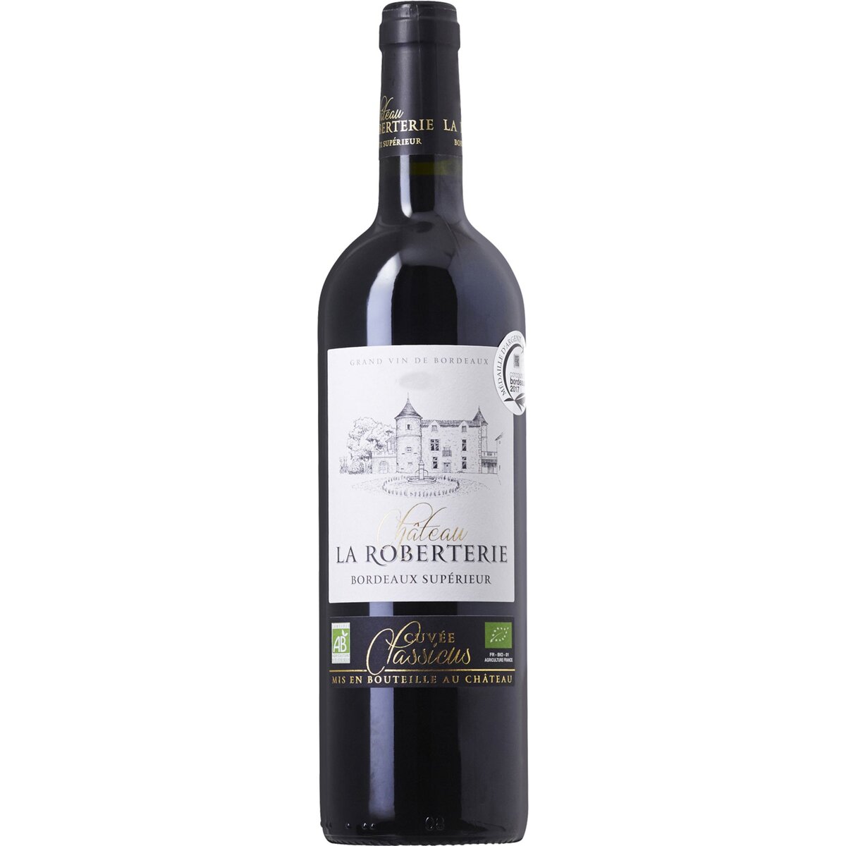Vin rouge Château La Roberterie Classicus Bordeaux supérieur bio 2015 75cl