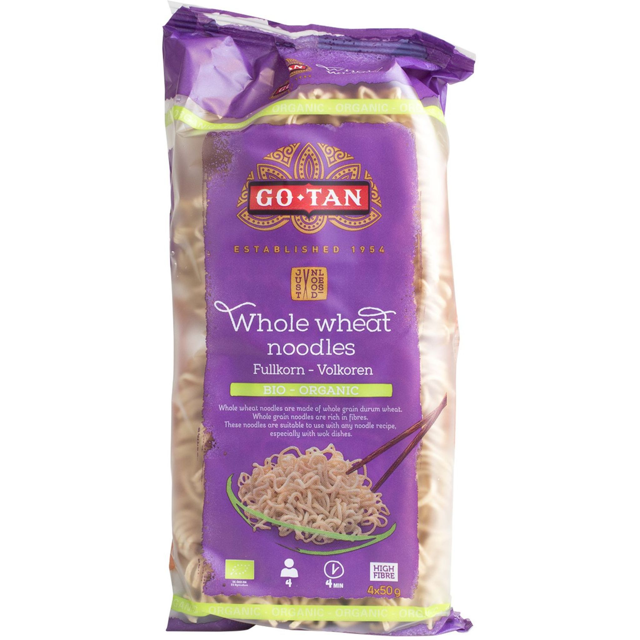 GO TAN Nouilles asiatiques bio au blé complet 4 personnes 200g