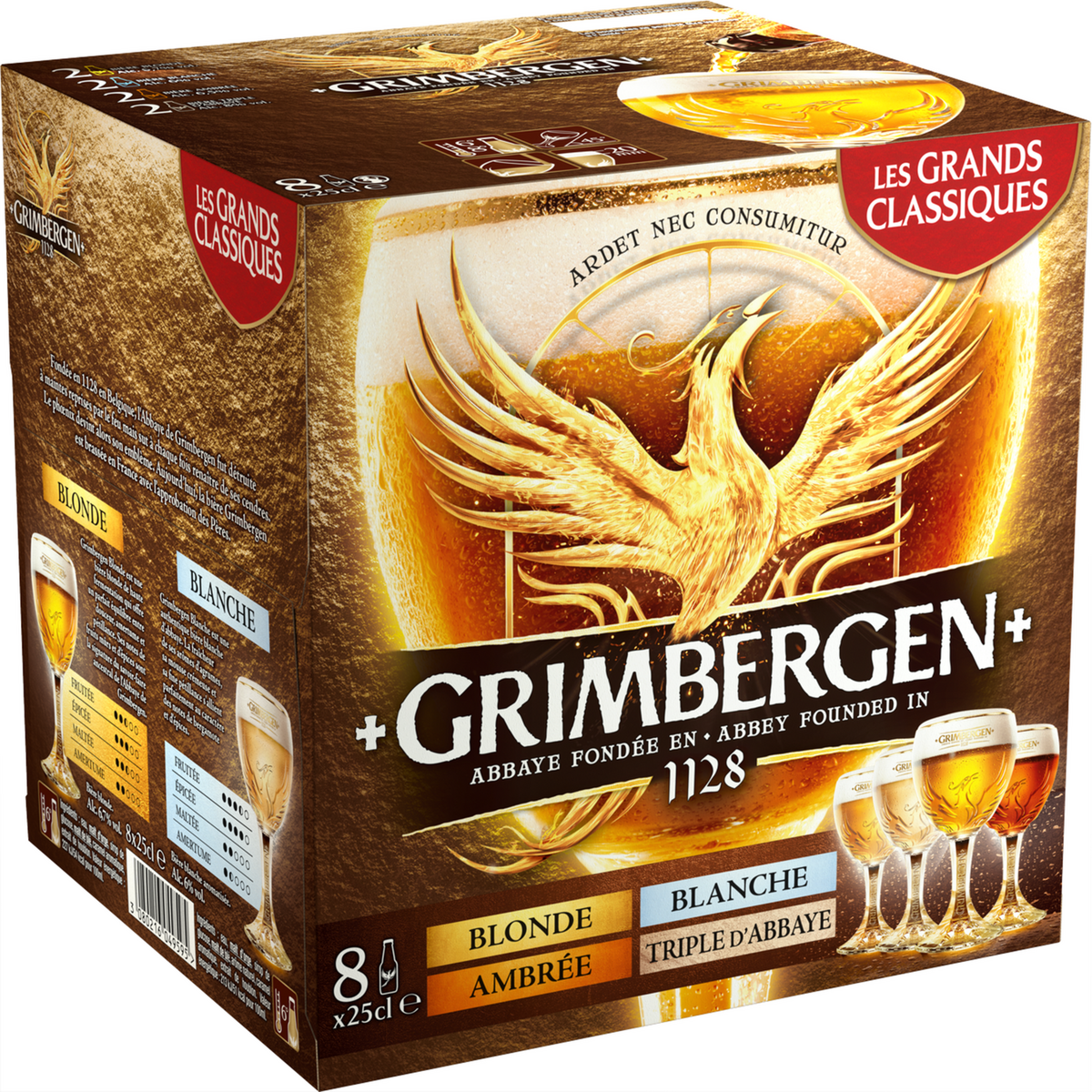 Coffret cadeau Grimbergen - 4 Bière d'abbaye, 1 verre Grimbergen