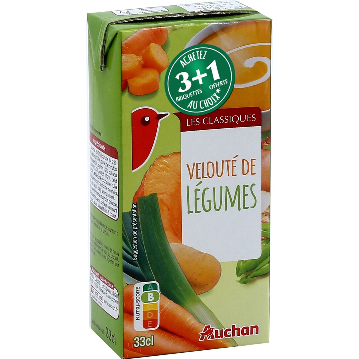 AUCHAN Velouté de légumes 1 personne 33cl