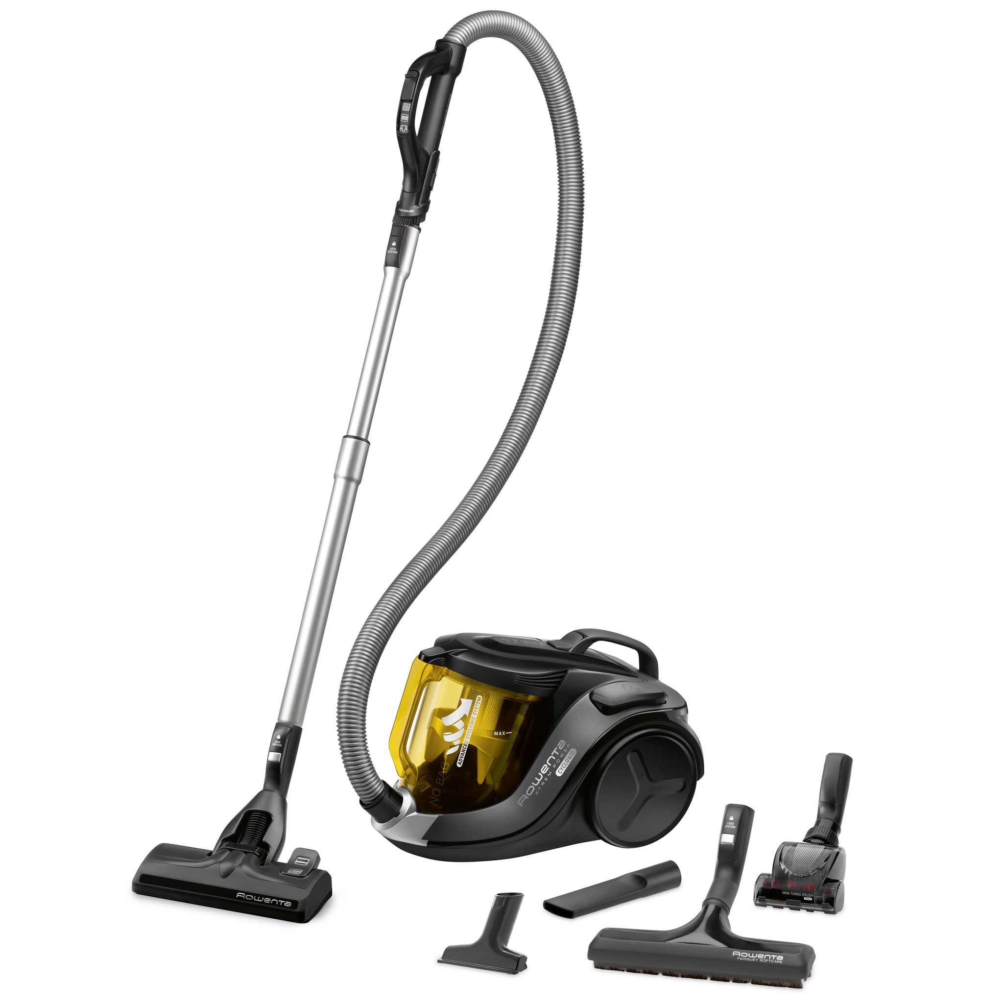 Voir la diapositive 14 : ROWENTA Aspirateur traîneau sans sac RO6984EA X-TREM Power Cyclonic - Noir et Jaune