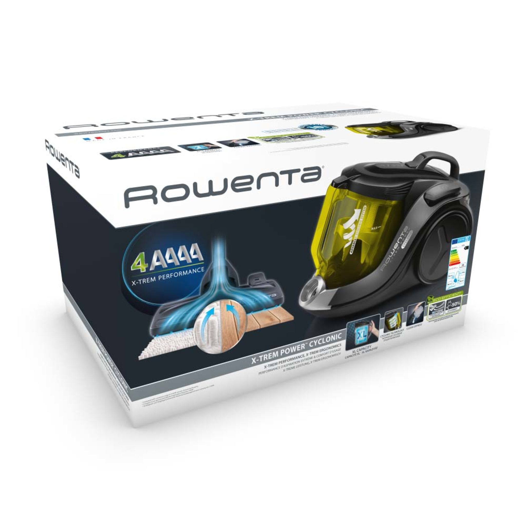 Voir la diapositive 9 : ROWENTA Aspirateur traîneau sans sac RO6984EA X-TREM Power Cyclonic - Noir et Jaune