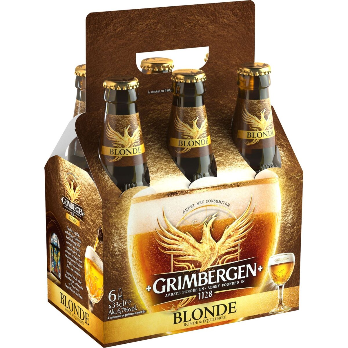 GRIMBERGEN Grimbergen Bière blonde panier 6.7% bouteilles 6x33cl 6x33cl