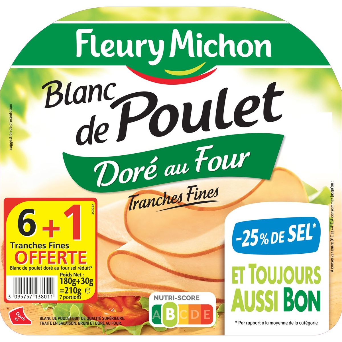 FLEURY MICHON Fleury blanc de poulet sel réduit  x6 +1offerte 210g
